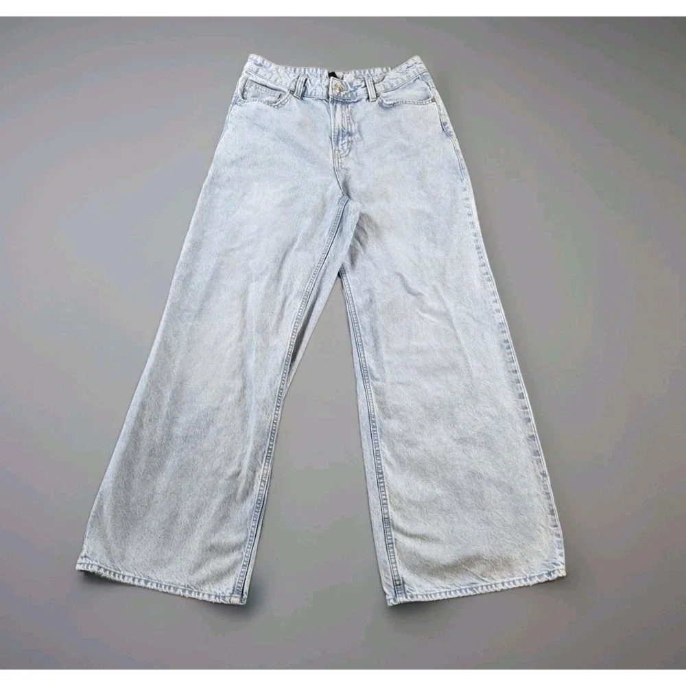 DIVIDED Women's Wide Leg High Rise Denim Jeans Old School Faded Blue 30